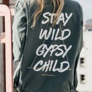 Spiritual Gangster Green 'Stay Wild Gypsy Child' Graphic Jacket